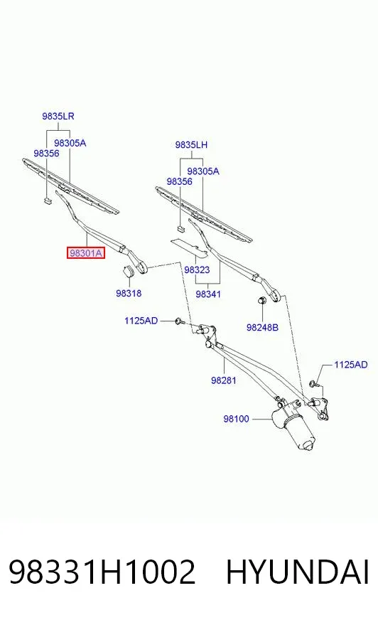 Brazo del limpiaparabrisas 98331H1002 Hyundai/Kia
