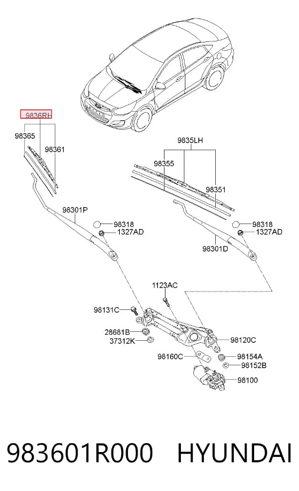Escobilla del limpiaparabrisas del lado del pasajero 8521202230 Toyota