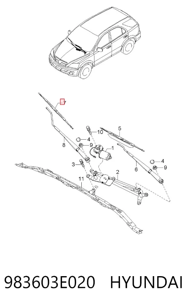 Limpiaparabrisas delanteras 983603E020 Hyundai/Kia
