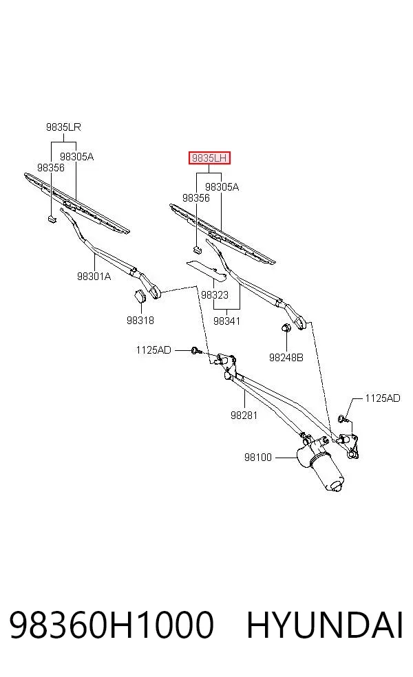 Limpiaparabrisas delanteras 98360H1000 Hyundai/Kia