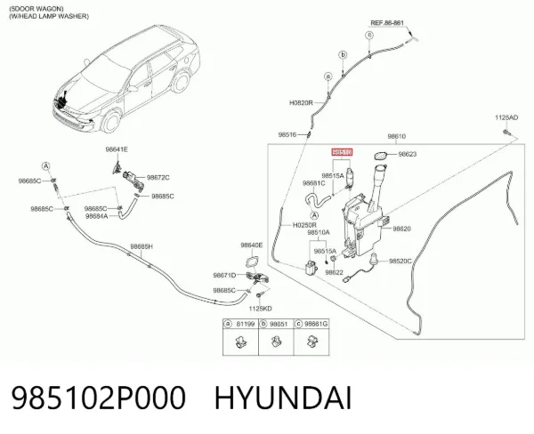 Bomba-motor de lavafaros 985102P000 Hyundai/Kia