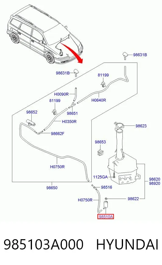 Bomba-motor de limpiaparabrisas delantero/trasero 985103A000 Hyundai/Kia