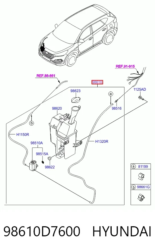 Depósito de limpiaparabrisas 98610D7600 Hyundai/Kia