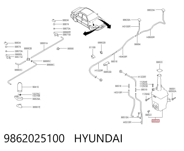 Depósito de limpiaparabrisas Hyundai Accent II