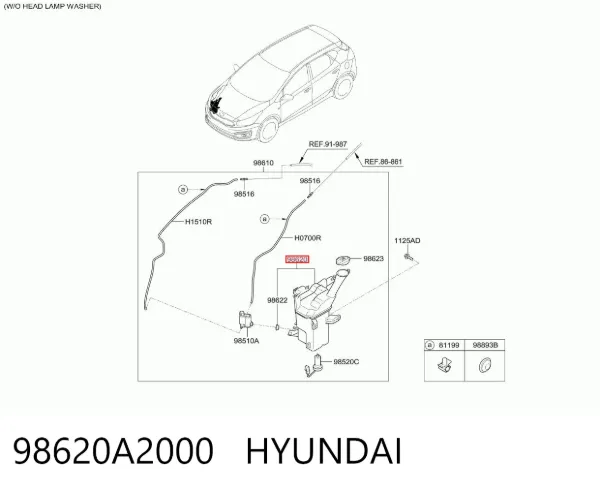 Depósito de limpiaparabrisas 98620A2000 Hyundai/Kia