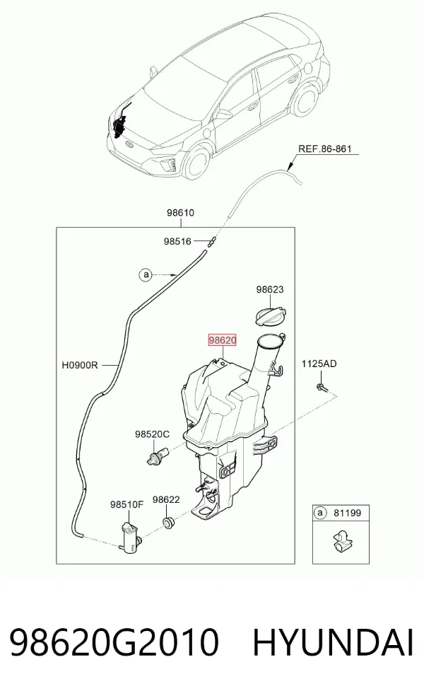 Depósito de limpiaparabrisas 98620G2010 Hyundai/Kia