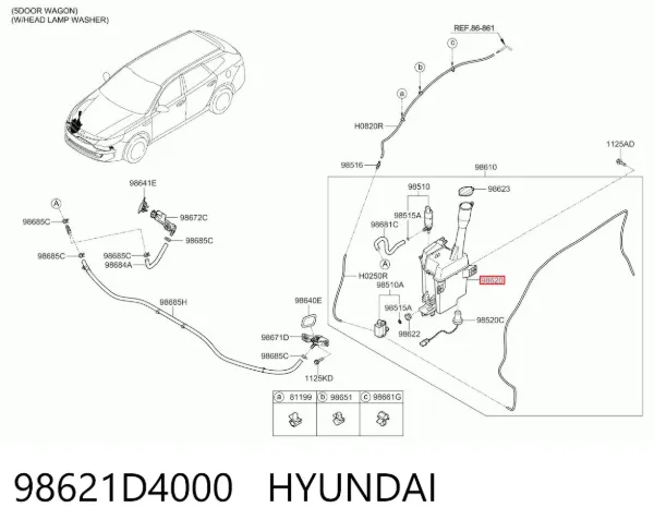 Depósito de limpiaparabrisas 98621D4000 Hyundai/Kia