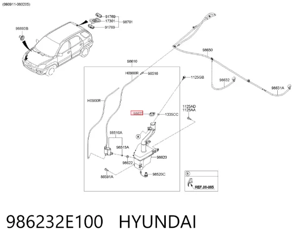 Deposito de limpiaparabrisas 986232E100 Hyundai/Kia