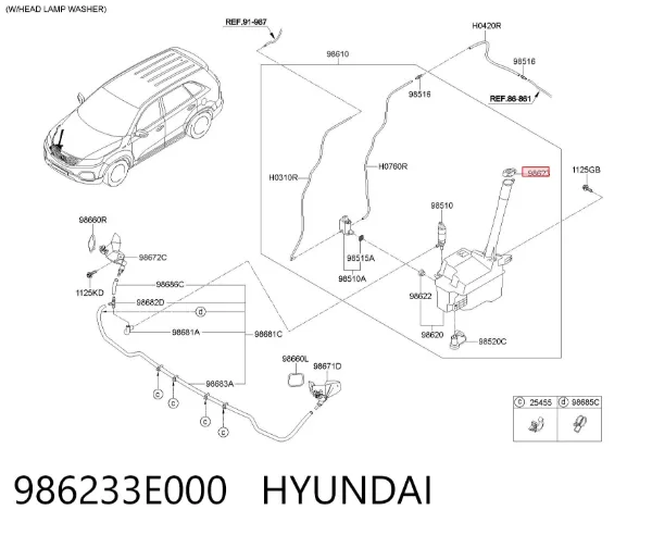 Deposito de limpiaparabrisas Hyundai Santa Fe II