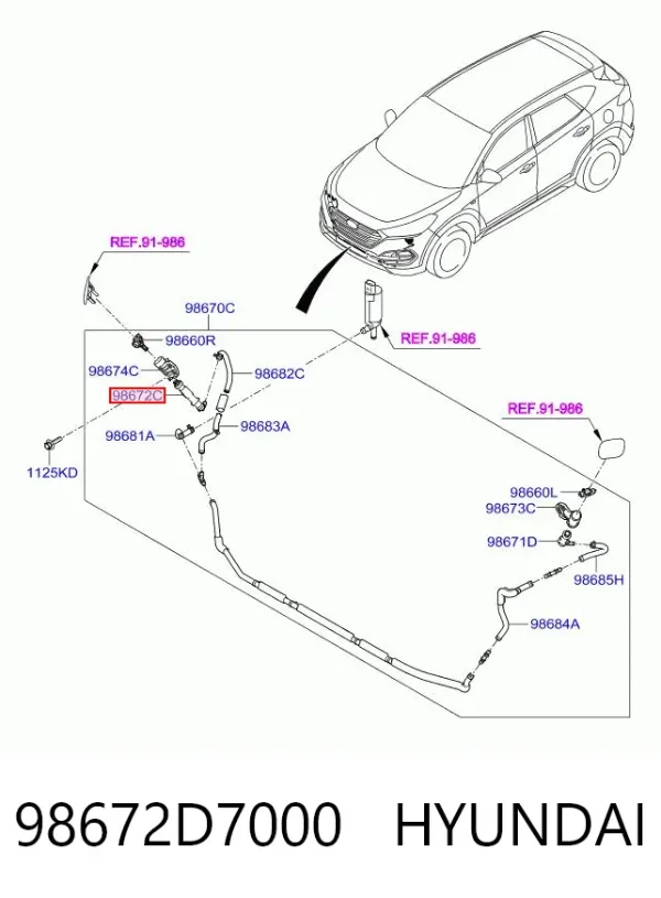Soporte de inyector del lavafaros (cilindro elevador) 98672D7000 Hyundai/Kia