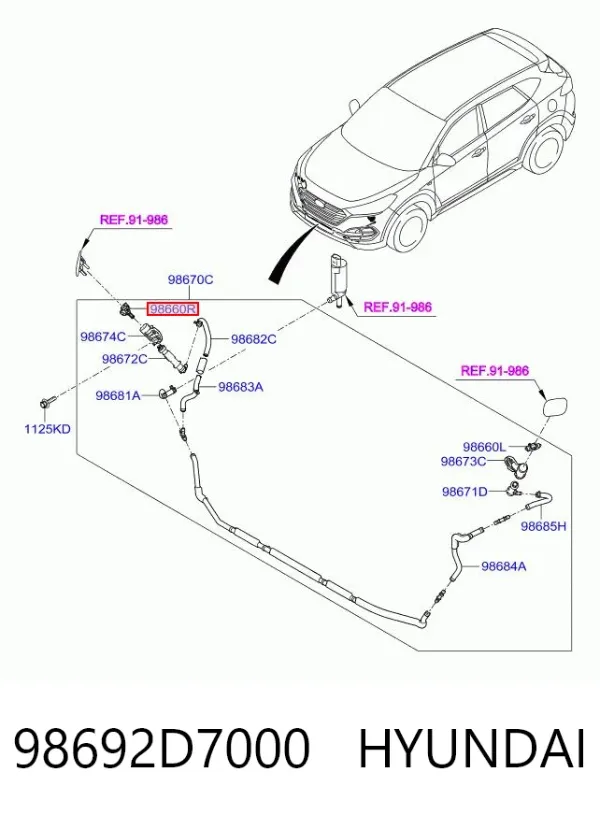 Tobera del lavador de faro delantero derecho 98692D7000 Hyundai/Kia