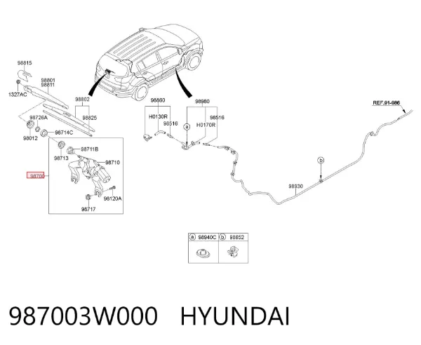 Motor limpiaparabrisas, trasera 987003W000 Hyundai/Kia