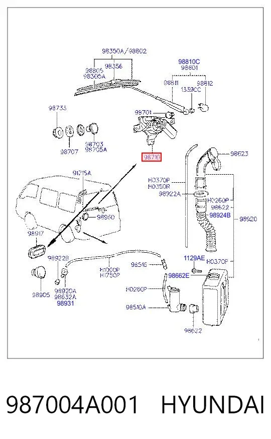 Motor limpiaparabrisas, trasera 987004A001 Hyundai/Kia