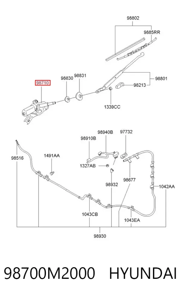 Motor limpiaparabrisas, trasera 98700M2000 Hyundai/Kia