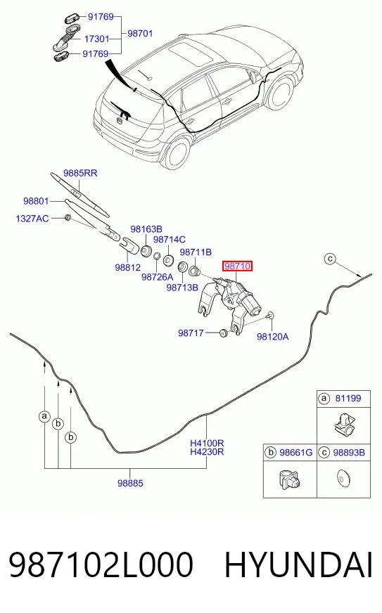 Motor limpiaparabrisas, trasera 987102L000 Hyundai/Kia