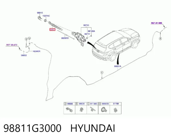 Brazo del limpiaparabrisas, trasero 98811G3000 Hyundai/Kia