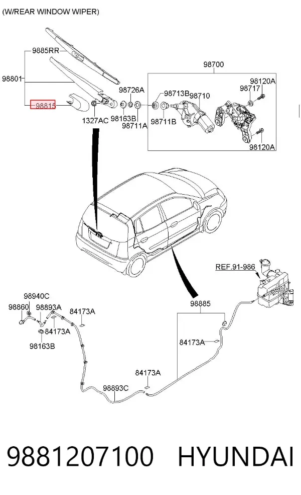 Limpiaparabrisas traseros 9881207100 Hyundai/Kia