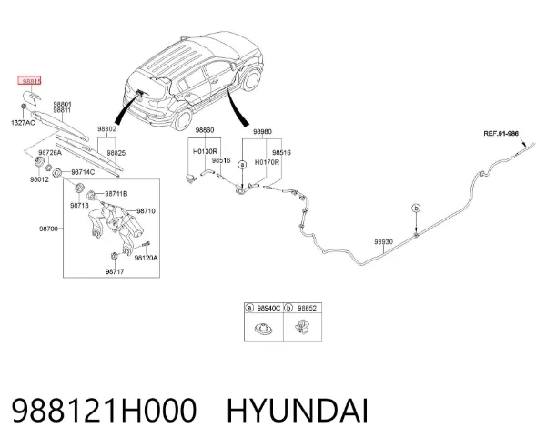 Tapa de la tuerca del brazo del limpiaparabrisas trasero 988121H000 Hyundai/Kia