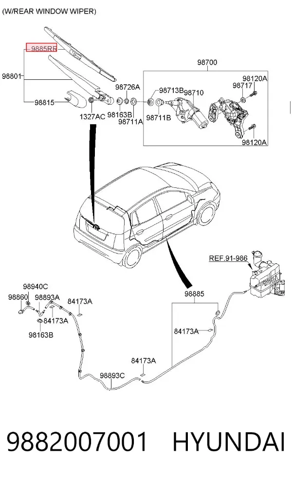 Limpiaparabrisas traseros 9882007001 Hyundai/Kia