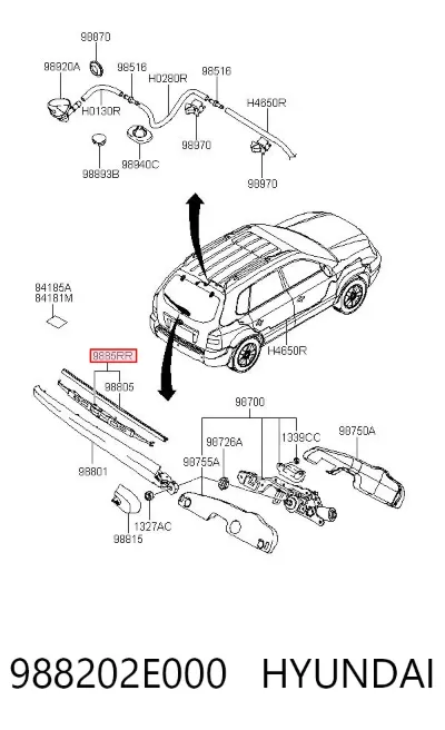 Escobilla del limpiaparabrisas trasero HYUNDAI 988202E000
