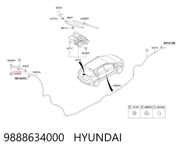 Válvula de retención del lavaparabrisas 9888634000 Hyundai/Kia