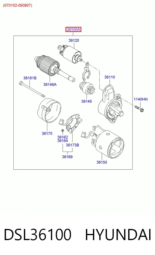 Motor de arranque DSL36100 Hyundai/Kia