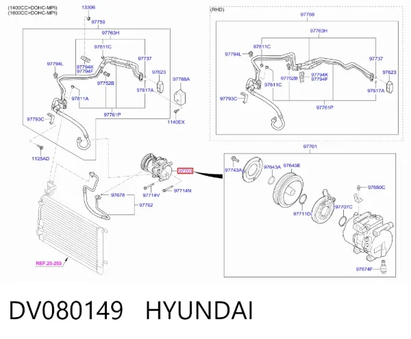 Compresor de aire acondicionado DV080149 Hyundai/Kia