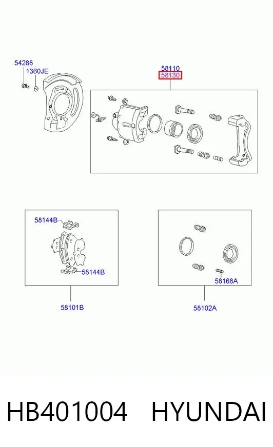 Pinza de freno delantera derecha HB401004 Hyundai/Kia