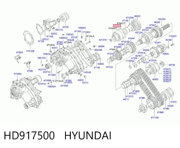 Cojinete de entrada de la caja de transferencia HD917500 Hyundai/Kia