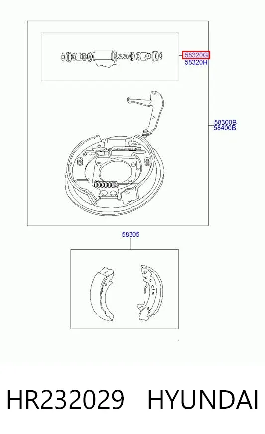 Cilindro de freno de rueda trasera HR232029 Hyundai/Kia