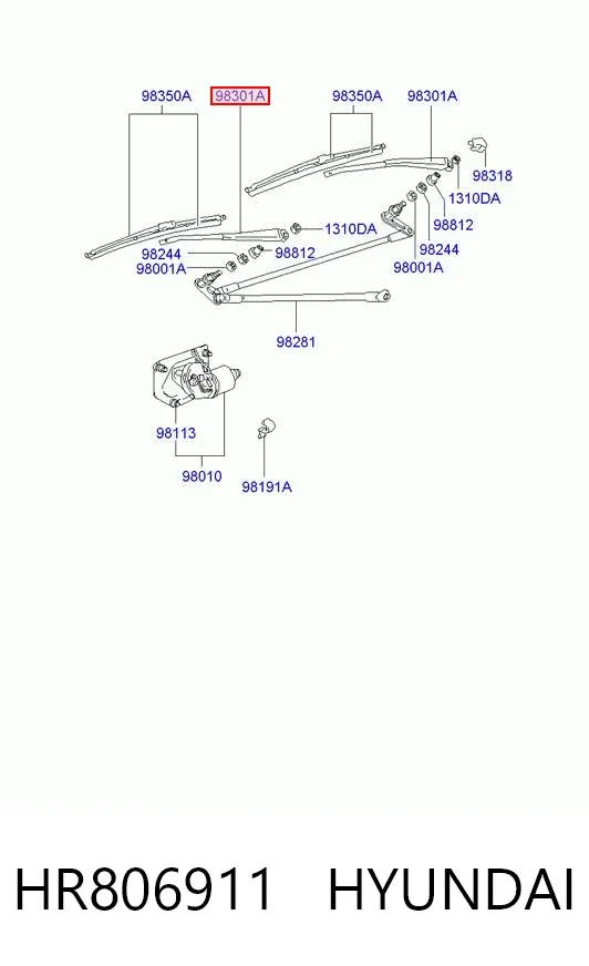 Brazo del limpiaparabrisas HR806911 Hyundai/Kia