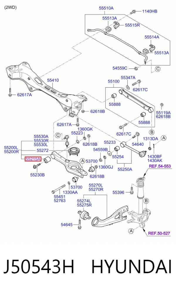 Buje del brazo inferior trasero J50543H Hyundai/Kia