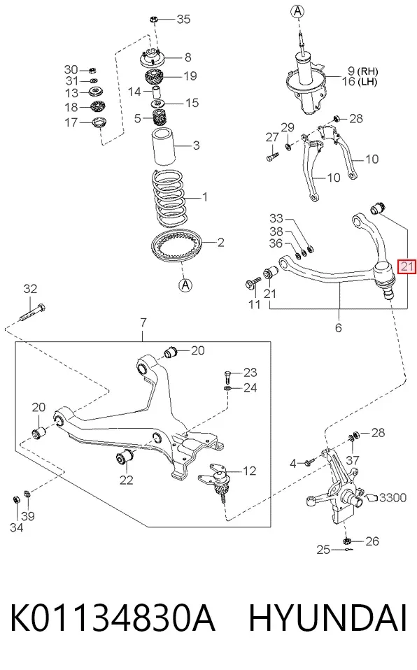 Buje del brazo de suspensión delantero superior K01134830A Hyundai/Kia