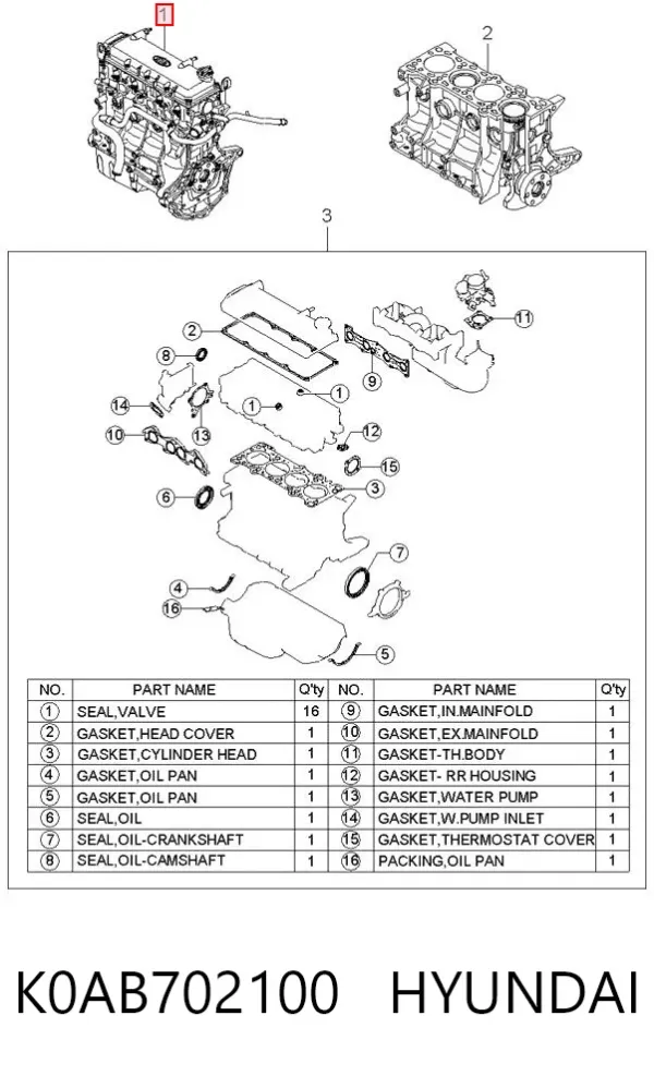 Motor completo K0AB702100 Hyundai/Kia