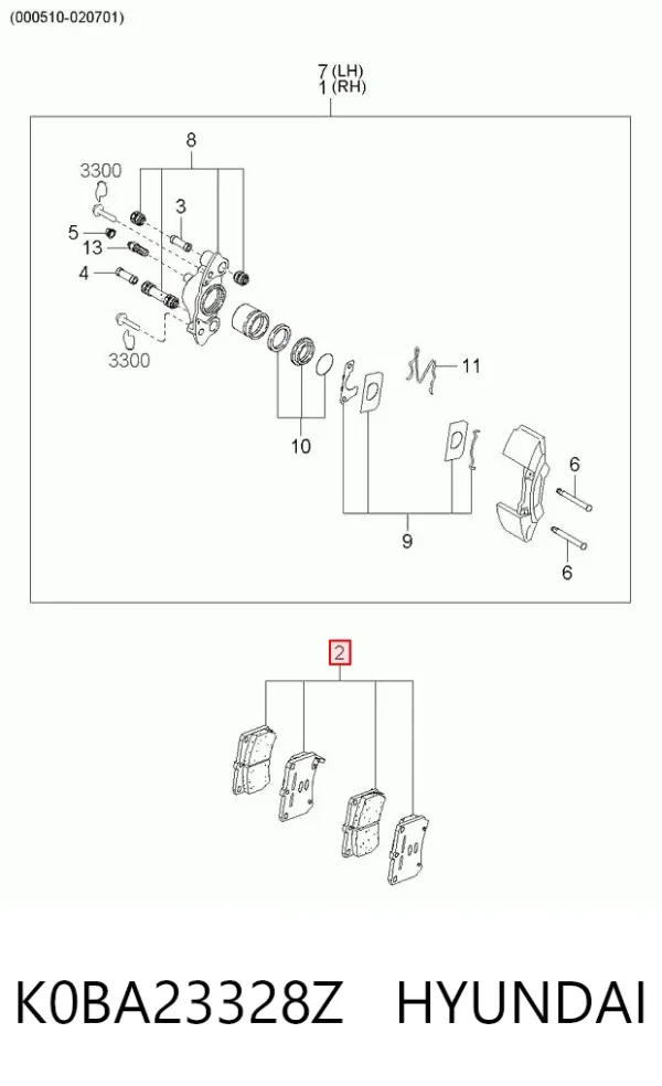 Pastillas de freno K0BA23328Z Hyundai/Kia