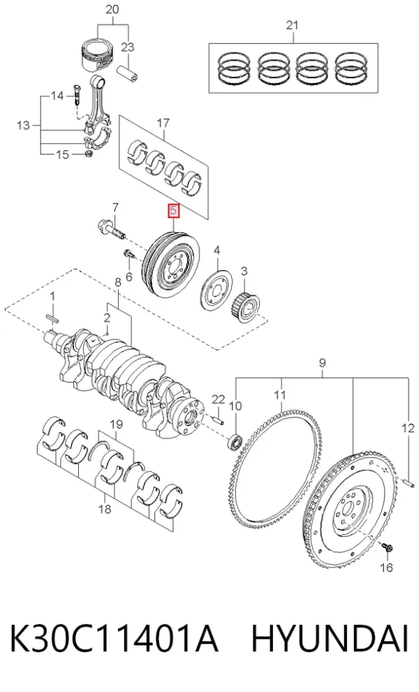 Polea de cigüeñal K30C11401A Hyundai/Kia