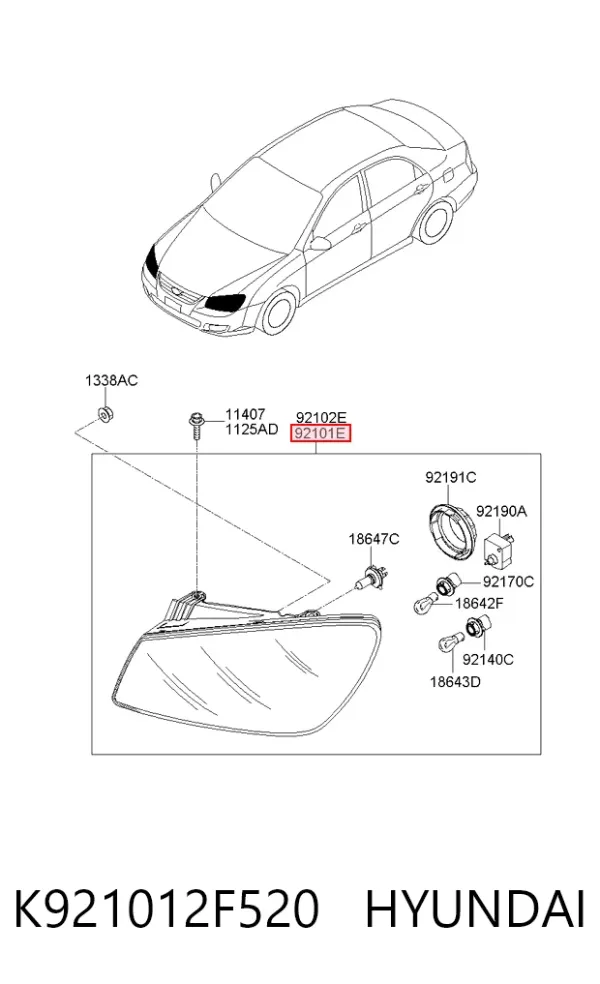 Faro izquierdo K921012F520 Hyundai/Kia