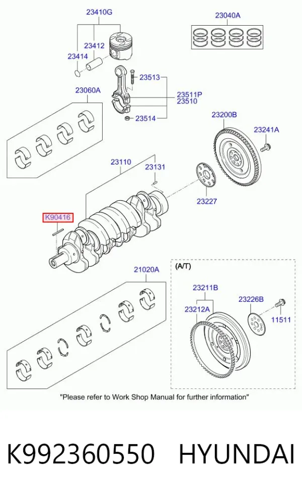 Chaveta de cigüeñal K992360550 Hyundai/Kia