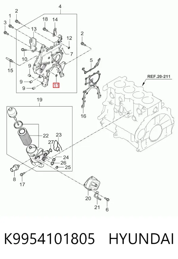 Junta de tapa del tubo de llenado de aceite K9954101805 Hyundai/Kia