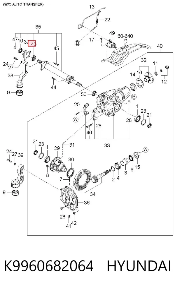 Soporte de rodamiento intermedio del semieje delantero K9960682064 Hyundai/Kia
