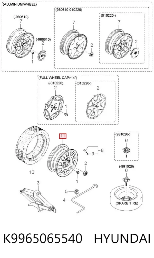Llantas de acero (Estampado) K9965065540 Hyundai/Kia