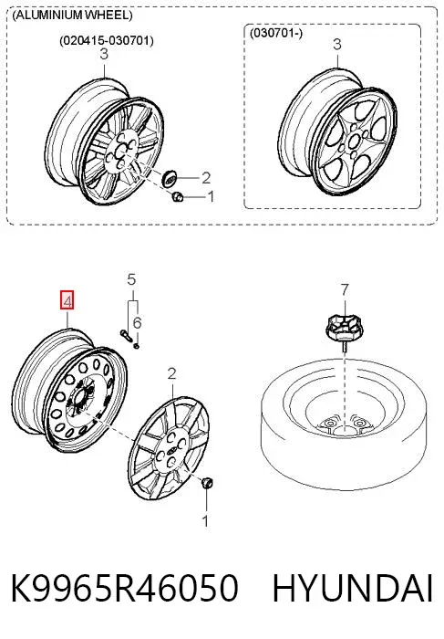 Llantas de acero (Estampado) K9965R46050 Hyundai/Kia