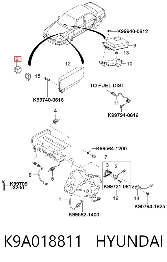 Relé eléctrico multifuncional K9A018811 Hyundai/Kia