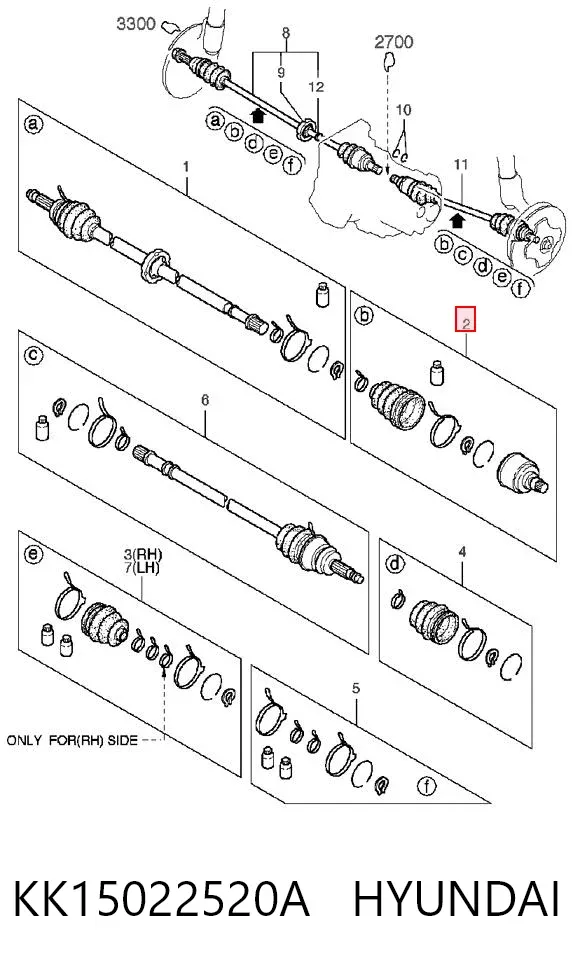 Junta homocinética interna delantera KK15022520A Hyundai/Kia