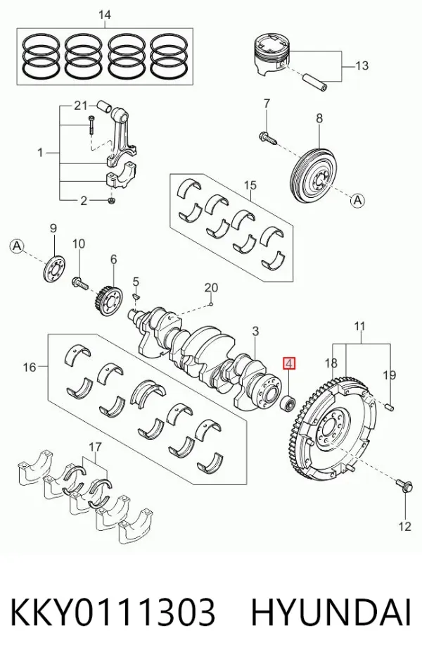 Rodamiento alternador KKY0111303 Hyundai/Kia