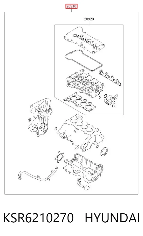 Juego de juntas para motor KSR6210270 Hyundai/Kia