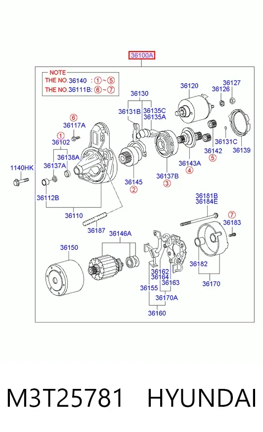 Motor de arranque M3T25781 Hyundai/Kia