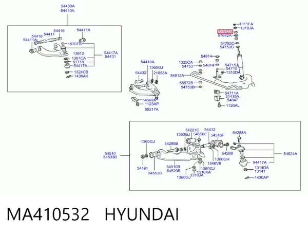 Buje de vástago de amortiguador delantero MA410532 Hyundai/Kia