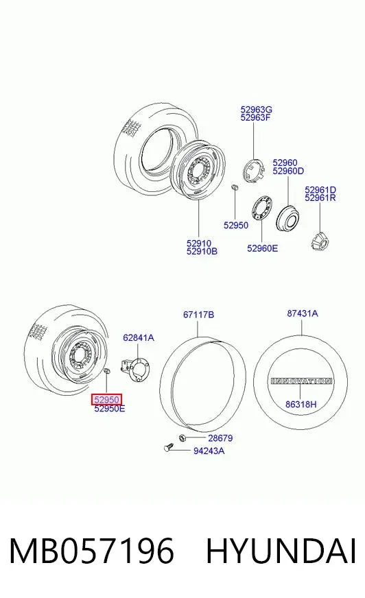 Tuercas de rueda MB057196 Hyundai/Kia