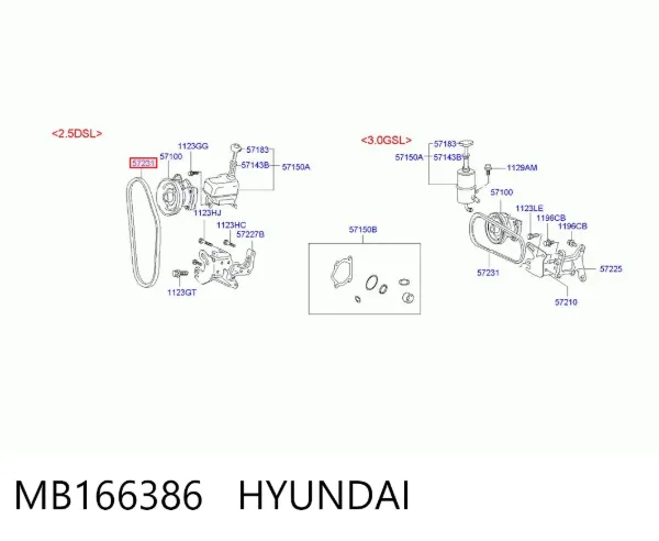 Correa de alternador MB166386 Hyundai/Kia